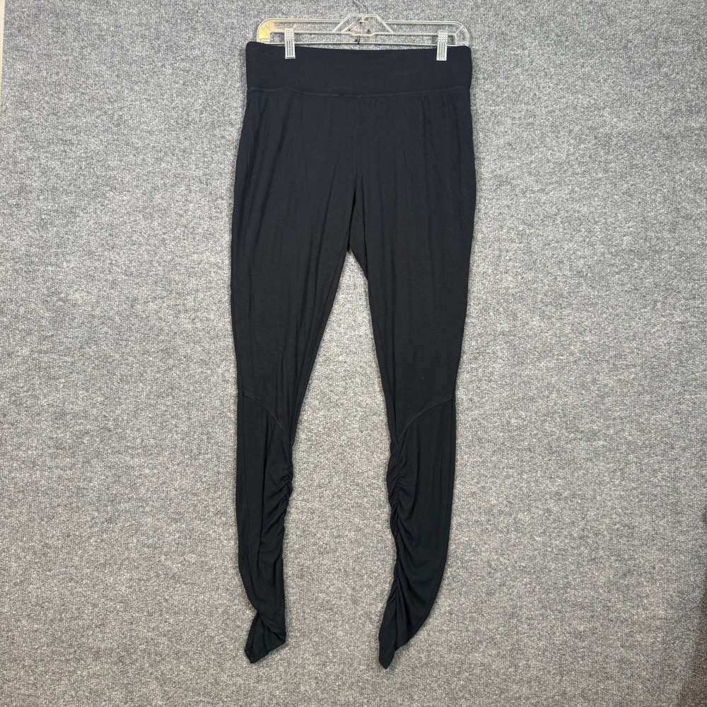 Athleta Leggings Womens Small Black Modal Spandex‎ Ruched Knit Pants Stretch